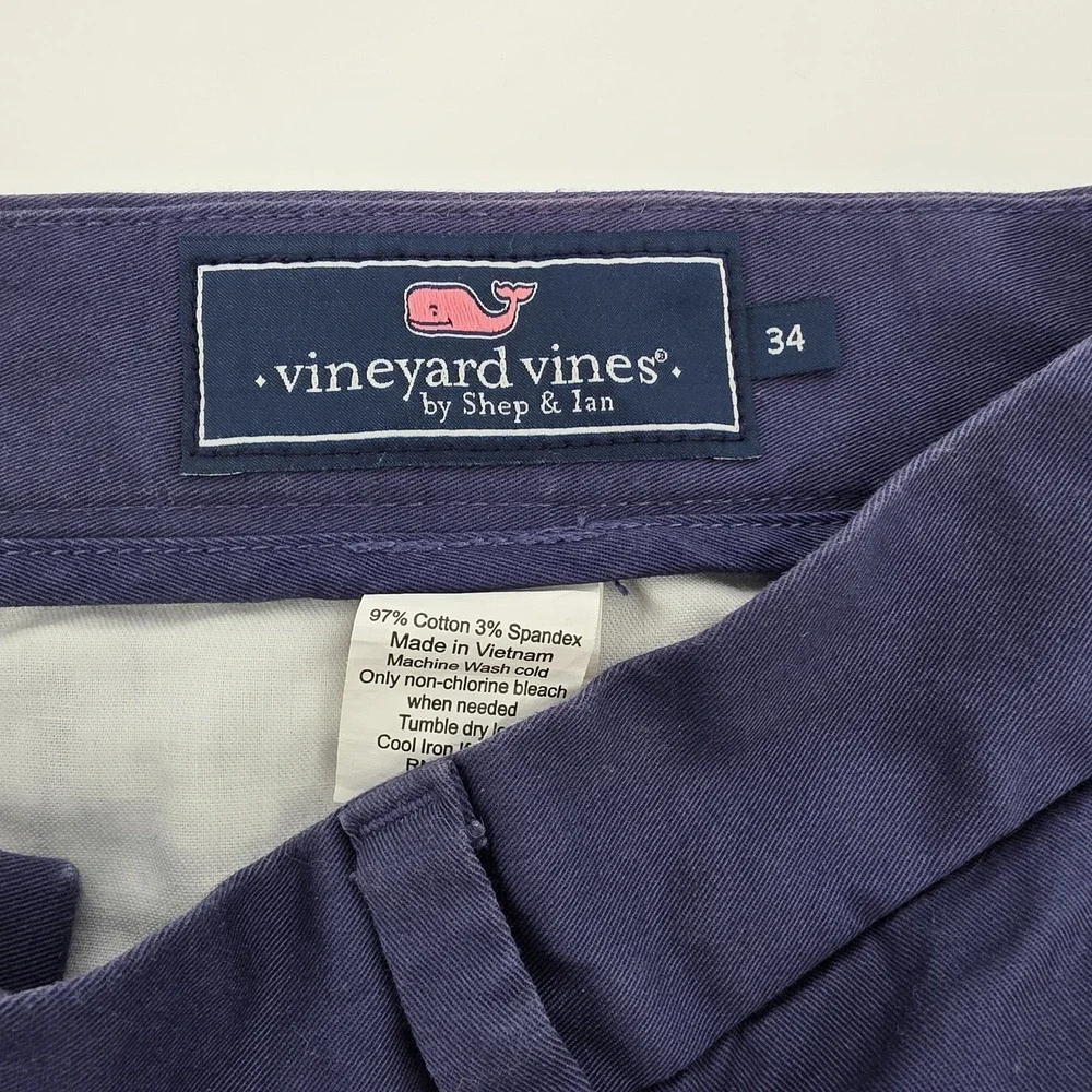 Vineyard Vines Men Shorts 34 Blue Chino Outdoor Golf Performance Inseam 8 Preppy - Picture 2 of 4
